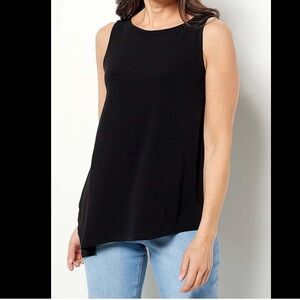 Black Asymmetrical Slinky Slimming Sleeveless Top Size Large